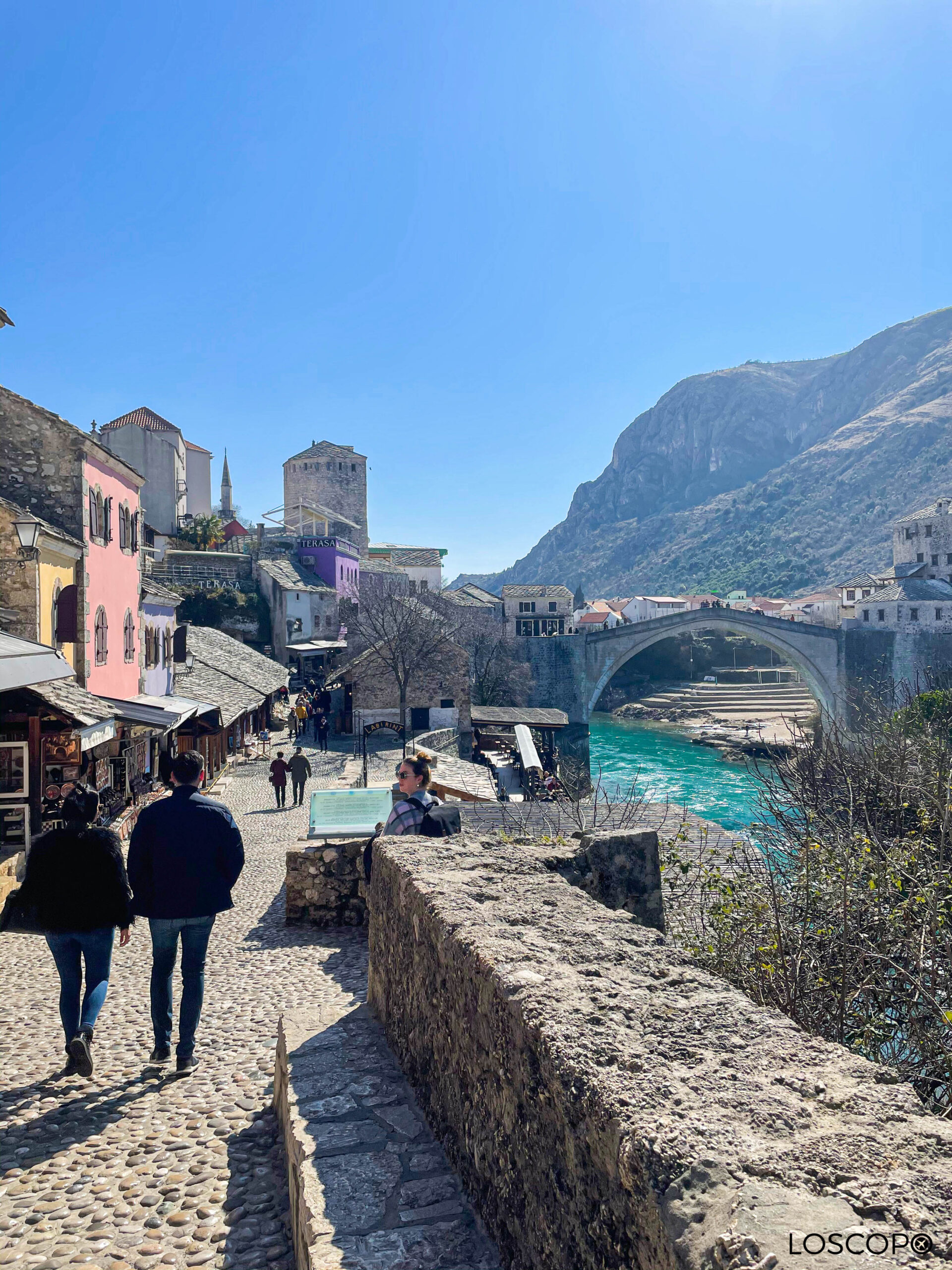 View to bridge in Mostar