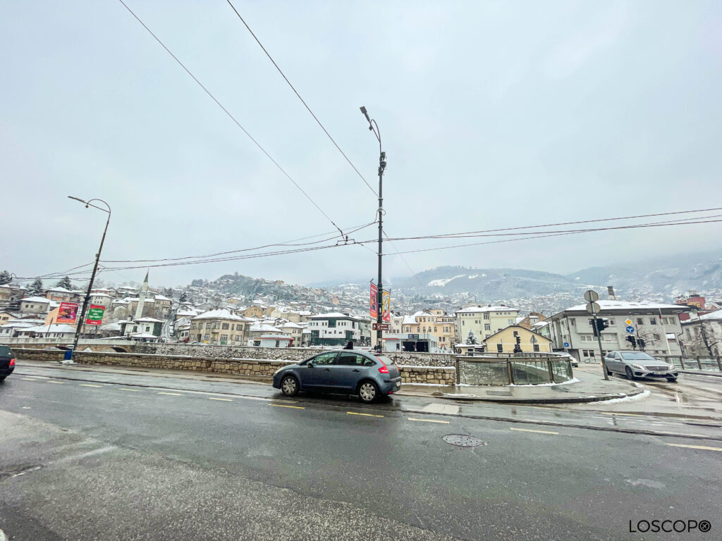 Car in Snowy Sarajevo